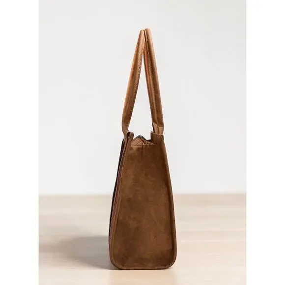 Wrangler Knitted Southwest Tapestry & Tooled Large Brown Tote Bag *NEW w/ Tags* - Picture 5 of 6